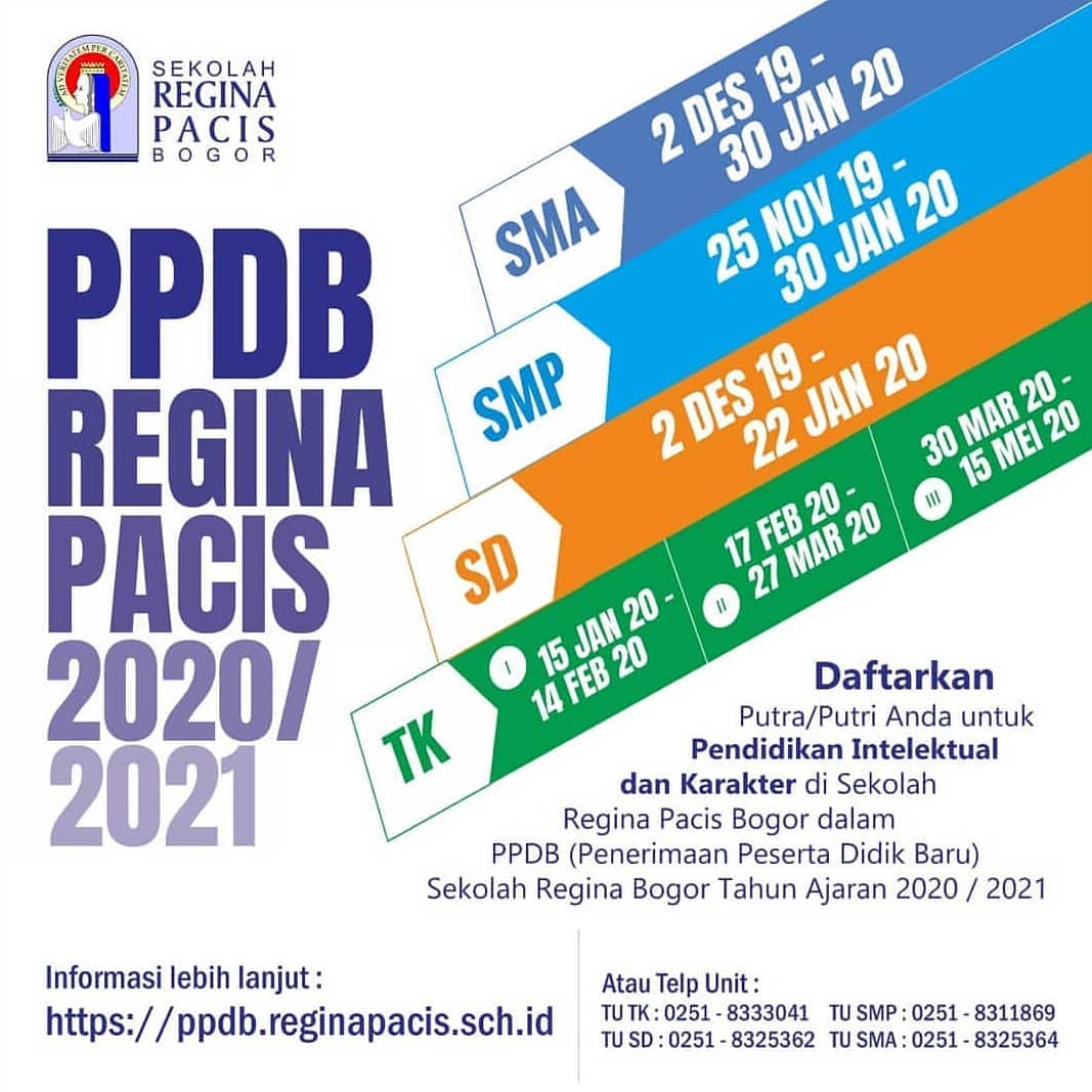 Penerimaan Peserta Didik Baru Smp Regina Pacis Tahun Pelajaran 2020 2021 Sekolah Regina Pacis Bogor